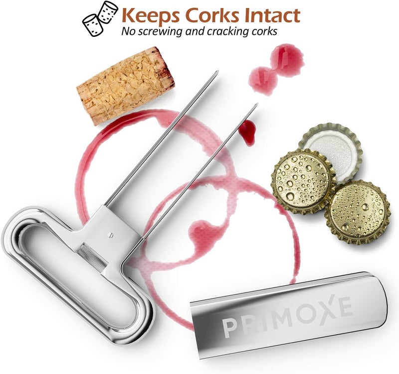 PRIMOXE Ah So Two Prong Wine Cork Remover with Bottle Opener - Professional Stainless Steel Puller - Extractor For Opening & Vintage Collecting - for Connoisseurs & Collectors to Uncork - Image 5